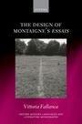 Titel: The Design of Montaigne's Essais. Autor: Vittoria Fallanca. Graues Logo: Oxford. Schwarz-weißes Feld mit Bäumen.