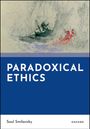 "PARADOXICAL ETHICS," Saul Smilansky. Skizze eines stürmischen Meeres mit einem Schiff und roten Figuren.