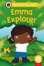 Text: "Read It Yourself", "Emma Explorer", "Beginner Reader 0 Step 1". Illustration eines Kindes mit Fernglas im Dschungel.