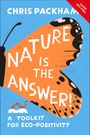 "Nature is the Answer! A Toolkit for Eco-Positivity." Ein stilisierter Schmetterling mit orangefarbenen Flügeln.