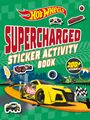 "SUPERCHARGED STICKER ACTIVITY BOOK" mit einem gelben Rennwagen auf orangener Strecke und "200+ Stickers!".