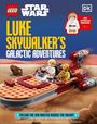 "Luke Skywalker's Galactic Adventures." LEGO Minifigur in einem Fahrzeug auf einer Wüstenlandschaft, illustriert.