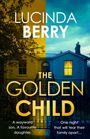 "The Golden Child", "Lucinda Berry", "Final Cover to be Revealed", unscharfer Hintergrund in Blau- und Goldtönen.