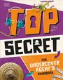 „TOP SECRET: THE UNDERCOVER AGENT'S HANDBOOK.“ Bunte Illustration mit Kopfhörern, Drohne, Code-Scheibe und Geheimrolle.