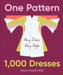 „One Pattern, Any Dress, Any Style, 1,000 Dresses, Alison Smith MBE.“ Kleid-Schnittmuster auf rotem Hintergrund.