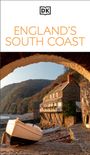 Logo DK. Text: "England's South Coast". Ein Boot ruht auf einem gepflasterten Weg vor einem Haus, mit Küste und Hügeln.