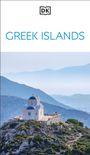 Text: "GREEK ISLANDS". Oben ein DK-Logo. Eine weiße Kapelle mit blauer Kuppel auf einem Hügel, umgeben von Bergen.