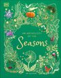 „AN ANTHOLOGY OF THE Seasons“, umgeben von Blättern, Tieren und Pflanzen, auf grünem Hintergrund mit goldenem Muster.