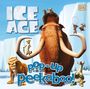 „ICE AGE“ und „pop-up peekaboo!“; eine Gruppe animierter Urzeit-Tiere vor einer Gletscherlandschaft.