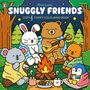"Snuggly Friends: Cozy & Comfy Colouring Book." Eine Illustration von Tieren am Lagerfeuer, ein Bär spielt Gitarre.