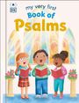 "my very first Book of Psalms". Drei Kinder singen mit roten Büchern vor bunten Kirchenfenstern.