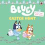 "Bluey Easter Hunt", ein Buchcover mit zwei Cartoon-Hunden, die Ostereier in Körbchen sammeln.