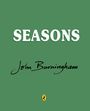 SEASONS in weißer Schrift auf grünem Hintergrund, darunter in Handschrift "John Burningham", kleines Pinguin-Logo unten.