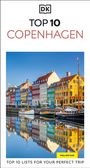 „TOP 10 COPENHAGEN“ über bunten Häusern am Wasser mit Segelbooten, klarer blauer Himmel.