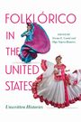 "FOLKLÓRICO IN THE UNITED STATES" steht in großen, pinken Buchstaben. Zwei Frauen in bunten Tanzkleidern.