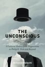 „THE UNCONSCIOUS“, wolkiger Himmel, schwebender Zylinder, unsichtbarer Oberkörper in Hemd und Hosenträgern.