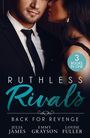 „Ruthless Rivals“, „Back for Revenge“, „3 Books in One“. Ein Mann im Anzug, eine Frau in Spitzenkleid lehnt an ihm.