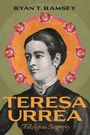 "Teresa Urrea: A Religious Biography" von Ryan T. Ramsey. Illustration einer Frau mit Blumenkranz auf grünem Hintergrund.