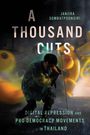 „A THOUSAND CUTS“ von Janjira Sombatpoonsiri; digitale Repression und Demokratiebewegungen in Thailand. Person mit Mikrofon.