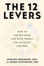 "THE 12 LEVERS" ist in großen Buchstaben oben. Darunter steht: "How to change your life with things you actually control." Diverse Symbole umrahmen den Text.