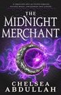 "The Midnight Merchant" von Chelsea Abdullah. Verzierter Halbmond mit lila Rauch auf schwarzem Hintergrund.