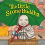 "The Little Stone Buddha" oben, "Caldecott Honor Winner Grace Lin" unten. Eine Buddha-Statue unter einem grünen Regenschirm.