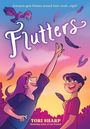 Text: "Everyone gets flutters around their crush...right?", "Flutters", "Tori Sharp". 

Zwei fröhliche Personen, umgeben von Federn.