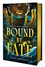 „Their Love Defies All Gods. Bound by Fate. Cairo Aibangbee.“ Frau mit goldenen Lippen und Händen, Meereswellen im Hintergrund.