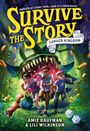 "Survive the Story: Cursed Kingdom" steht groß. Drei Kinder rennen vor einem Monster mit weit aufgerissenem Maul weg.