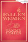 „Fallen Women“ oben, „Tammy Cohen“ unten in Gold auf Rot. Illustration: ein Schwan und ein Schmetterling.