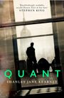 Zitat von Stephen King. Großes "QUANT" unten. Silhouette vor Fenster mit Stadtblick.