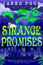 "Jared Poon", "Strange Promises", "Heartfelt and laugh-out-loud..." Ein grüner Drache, eine weiße Katze, nächtliche Stadtsilhouette.