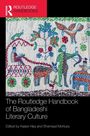 Text: "The Routledge Handbook of Bangladeshi Literary Culture." Illustration: Bunte Stickerei mit Menschen und Tieren.