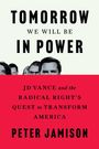 "Tomorrow We Will Be In Power" von Peter Jamison. Hinter Köpfe von Personen, Text auf rotem Hintergrund.