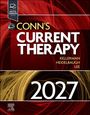 Text: "Enhanced Digital Version Included", "CONN'S CURRENT THERAPY 2027", "KELLERMAN HEIDELBAUGH LEE", "ELSEVIER". Rote und goldene abstrakte Muster.