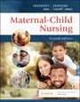 "Maternal-Child Nursing, Seventh Edition." Oben stehen "Maternity" und "Pediatric" mit Namen. Fotos: Eltern mit Kindern.