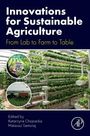 Titel: "Innovations for Sustainable Agriculture: From Lab to Farm to Table." Bilder von vertikaler Landwirtschaft.