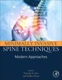 Text: "MINIMALLY INVASIVE SPINE TECHNIQUES: Modern Approaches". Hintergrund: Wirbelsäule mit digitalem Händenberührungs-Effekt.