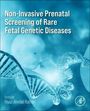 "Non-Invasive Prenatal Screening of Rare Fetal Genetic Diseases" Text über Baby und DNA-Stränge, bläulicher Hintergrund.