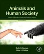 Titel: Animals and Human Society. Zweite Ausgabe. Zwei Hände nähern sich an: eine menschliche, eine Affe.