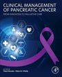 "CLINICAL MANAGEMENT OF PANCREATIC CANCER: FROM DIAGNOSIS TO PALLIATIVE CARE", lila Schleife, medizinische Symbole.