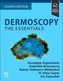 "FOURTH EDITION DERMOSCOPY THE ESSENTIALS" zeigt einen Hautfleck in blauen, braunen und grünen Tönen.