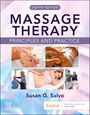 "EIGHTH EDITION MASSAGE THERAPY PRINCIPLES AND PRACTICE. Susan G. Salvo." Bilder von Massagen und einer schwangeren Frau in Behandlung.