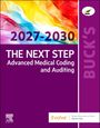 Texte: "2027-2030 THE NEXT STEP Advanced Medical Coding and Auditing", Logo oben rechts. Hintergrund: Bunte Wirbel.