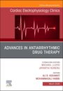 Oben steht "Cardiac Electrophysiology Clinics" und darunter "ADVANCES IN ANTIARRHYTHMIC DRUG THERAPY". Ein Herzschlag-Muster ist abgebildet.
