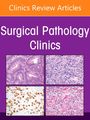 Texte: "Clinics Review Articles", "Surgical Pathology Clinics". Vier Mikroskopaufnahmen mit Gewebestrukturen auf violettem Hintergrund.