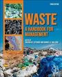 Text: "Third Edition. WASTE A HANDBOOK FOR MANAGEMENT. Edited by Trevor M. Letcher and Daniel A. Vallero."  
Unten: Müllberge.