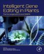 "Intelligent Gene Editing in Plants: The Convergence of AI and CRISPR" steht oben, Mikroskop und DNA-Helix darunter.