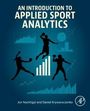 Text oben: "An Introduction to Applied Sport Analytics". Silhouetten von Sportlern und Diagramme auf blauem Hintergrund.