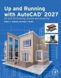 „Up and Running with AutoCAD 2027“, 3D-Design einer modernen Gebäudestruktur auf blauem Hintergrund.